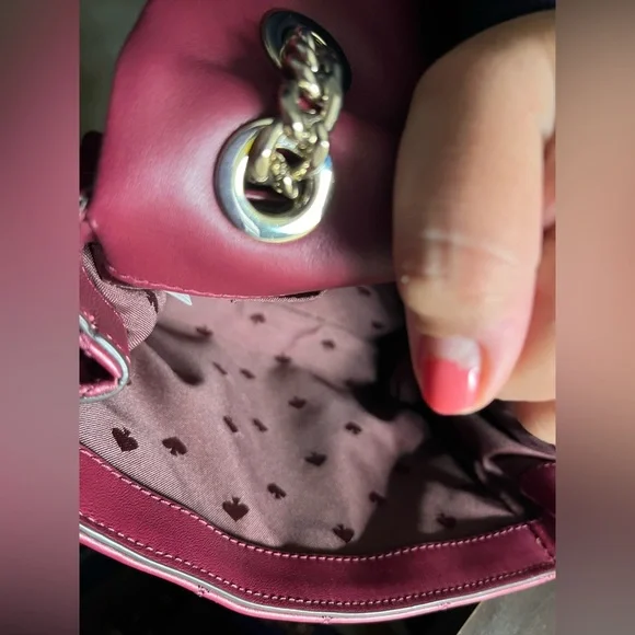 NWOT Kate Spade Burgundy medium Quilted Shoulder Bag - Picture 6 of 13